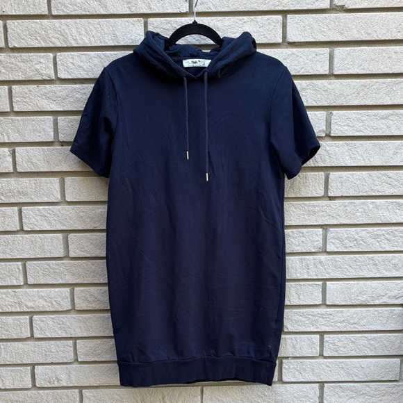 Simons Dresses & Skirts - Simons Twik Organic Cotton Short Sleeve Sweatshirt Dress Navy Blue Sz M